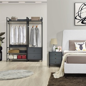 Alva Open Wardrobe 3 Piece Bedroom Set - Dark Grey by Swish Furniture