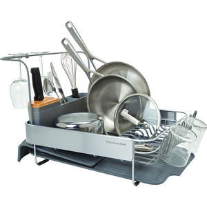 Expandable Dish-Drying Rack with Glassware Attachment - Grey by KitchenAid