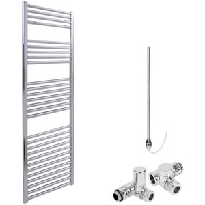 Bray Dual Fuel Heated Towel Rail, Straight, Chrome - Chrome by SolAire Heating Products