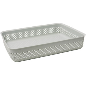 Droplette Design Plastic Storage Tray - Grey by JVL