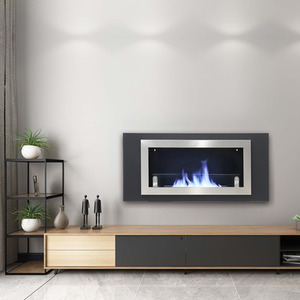 Stainless Steel Recessed Ethanol Fireplace - Black by Livingandhome
