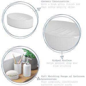 Ceramic High Gloss Bathroom Soap Dish - Grey by Harbour Housewares