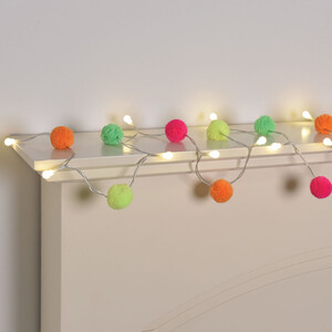 20 LED Neon Pom Pom String Light - Multicolour