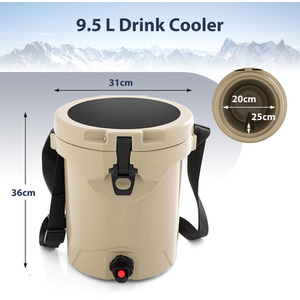 Portable Insulated Ice Chest Box with Spigot - Brown by Costway