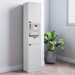 Wooden Tall 2 Door 1 Drawer Shelves Bathroom Cabinet Storage Unit Modern by URBNLIVING