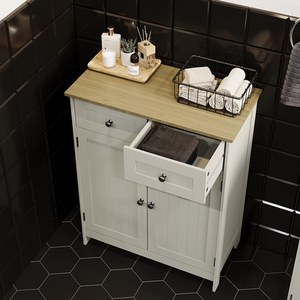 Priano 2 Drawer 2 Door Freestanding Cabinet - Grey by Vida Designs