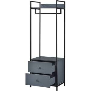 Alva Open Wardrobe 3 Piece Bedroom Set - Dark Grey by Swish Furniture