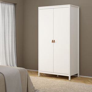 Barcelona 3 Piece Bedroom Set - White / 1 x 2-drawer bedside, 1 x 5-drawer chest of drawers and 1 x 2-door wardrobe