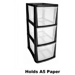 Black 3 Draw Medium Tower Storage Unit - Black by Thumbs Up