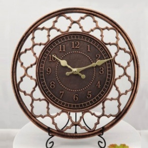 Hollow Floral Metal Wall Clock - Brown by Livingandhome