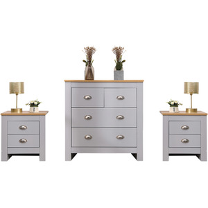 HMD 3 Pieces Wooden Bedroom Set-White or Grey by HMD Furniture