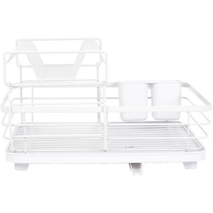 2 Layer Dish Plate Drain Board Rack Kitchen Cutlery Chopsticks Drying Holder - White by Livingandhome