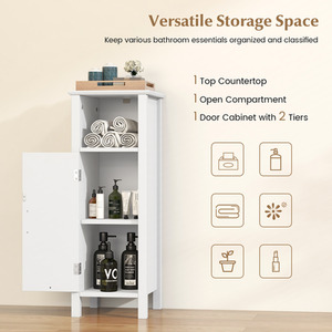 Bathroom Floor Cabinet Storage Cabinet - White by Costway