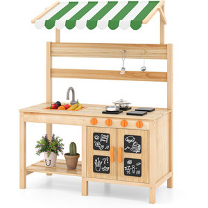 Kids Mud Kitchen with Canopy - Natural by GAINOOM