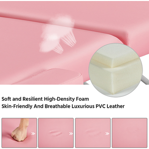 3 Fold Professional Massage Bed with Headrest - Pink by Yaheetech