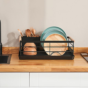 Iron Dish Drainer Drip Tray - Black by Livingandhome