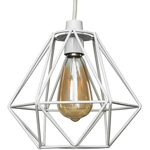 Modern Geometric White Metal Basket Cage Ceiling Pendant Light Shade - White by ValueLights