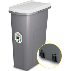 Slim Lift Top Kitchen Recycling Waste Bin - White / 40l by Home Centre