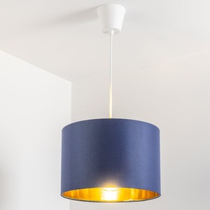 CGC LUPO Luxury Navy Blue and Gold Inner Cotton Round Drum Lamp Shade - navy by CGC Lighting