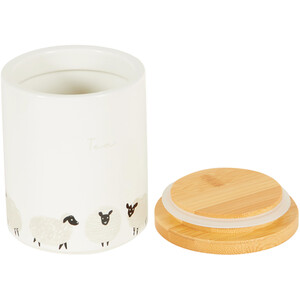 Highland Flock Canister with Bamboo Lid - White / Tea