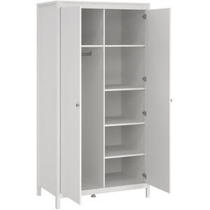 Madrid 3 Piece Bedroom Set - White / 1 x 2-drawer bedside table, 1 x 5-drawer chest of drawers and 1 x 2-door wardrobe