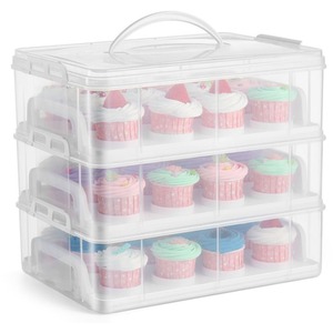 3 Tier Stackable Cupcake Carrier Box - Clear by Gr8 Home
