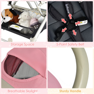Lightweight Baby Stroller - Pink by Costway