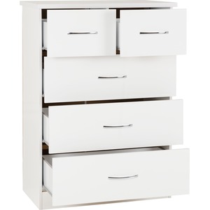 Nevada 3 Door 2 Drawer Mirrored Wardrobe Bedroom Set - Grey Gloss, Light Oak by Seconique