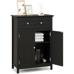 Floor Storage Cabinet with Drawer - Black by Costway