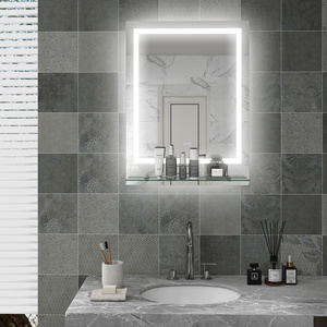 kleankin Dimmable LED Bathroom Mirror with Shelf Touch Switch Hardwired - Clear / Tempered Glass Glass by kleankin