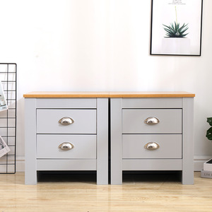 HMD 3 Pieces Wooden Bedroom Set-White or Grey - Grey / 45cm by HMD Furniture