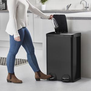 60L Dual Recycle Recycling Pedal Bin - Black by Cooks Professional