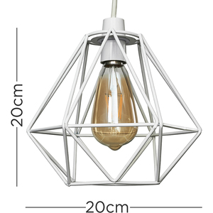 Modern Geometric White Metal Basket Cage Ceiling Pendant Light Shade - White by ValueLights
