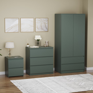 Denver Bedroom Set (2 Drawer Bedside, 3 Drawer Chest, 2 Door 2 Drawer Wardrobe) by Vida Designs