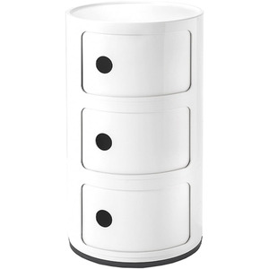 HomeScape Storage Unit Cylindrical Multi-Tiered Plastic Drawer - 3-Tier White / 48cm by Kindred Trading LTD