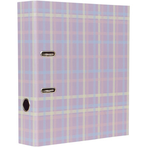 Lilac Check Lever Arch - Purple