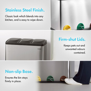 Recycling Kitchen Bin Stainless Steel 45L - Silver by VonHaus