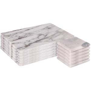 12pc Marble Placemats Square Coasters Set - White by Argon Tableware