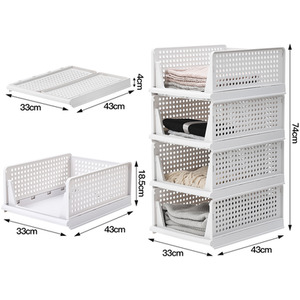 Set of 8 Foldable Stackable Wardrobe Drawer Organiser - White by Livingandhome