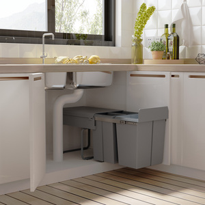 HOMCOM 40L Sorter Kitchen Recycle Waste Bin - Grey by HOMCOM