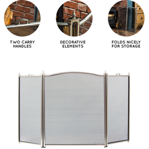 Denton 3 Panel Fire Guard - Pewter by Vida Designs