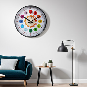 Kids Learning Silent Time Teaching Wall Clock - Colourful by Livingandhome