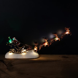 Light up Santa Sleigh with Reindeer Christmas Decoration - White by Samuel Alexander