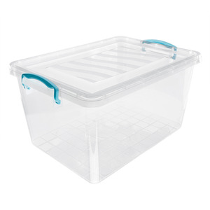 Set of 3 Plastic Clip Lidded Storage Box - Clear by JVL