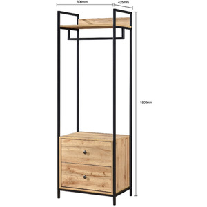 Alva Pair of Double Open Wardrobes with 2 Drawers and 4 Shelves - Oak by Swish Furniture
