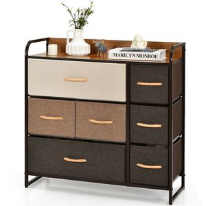 Storage Tower Cabinet Organiser Unit - Brown by Costway