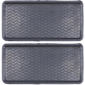 Heavy Duty Rubber Boot Tray 80 x 40cm Black Pack of 2 - Black by Nicola Spring