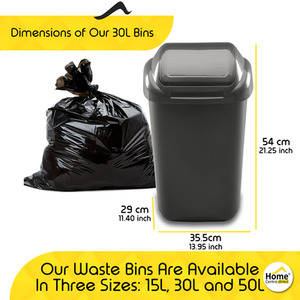 Waste Bin with Secure Lid 15-30-50L - Grapphite / 30l by Home Centre