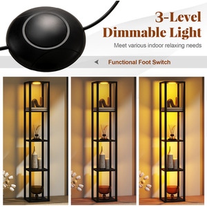 4-Tier Floor Lamp Display Rack - Black