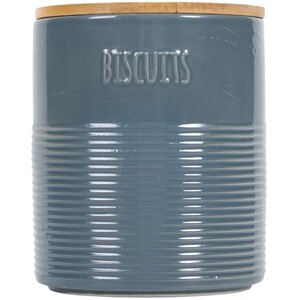 Embossed Ribbed Biscuit Canister - Blue